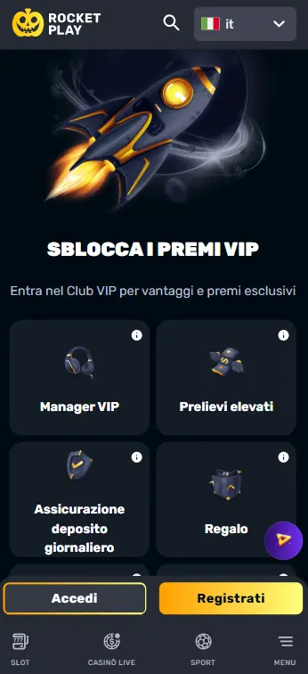 VIP su RocketPlay Casino App